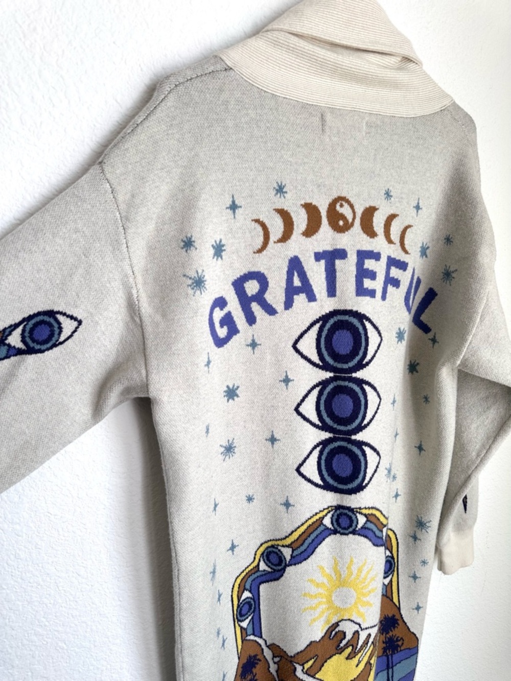 Anthropologie Spiritual Gangster Grateful Sky Estelle Long Cardigan Medium boho - Picture 7 of 15